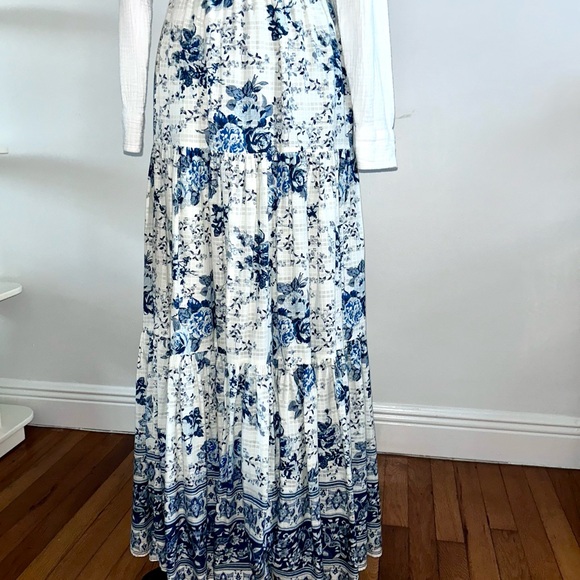ZARA Blue & White Floral Maxi Skirt – Cottagecore Boho Chic - Picture 2 of 6